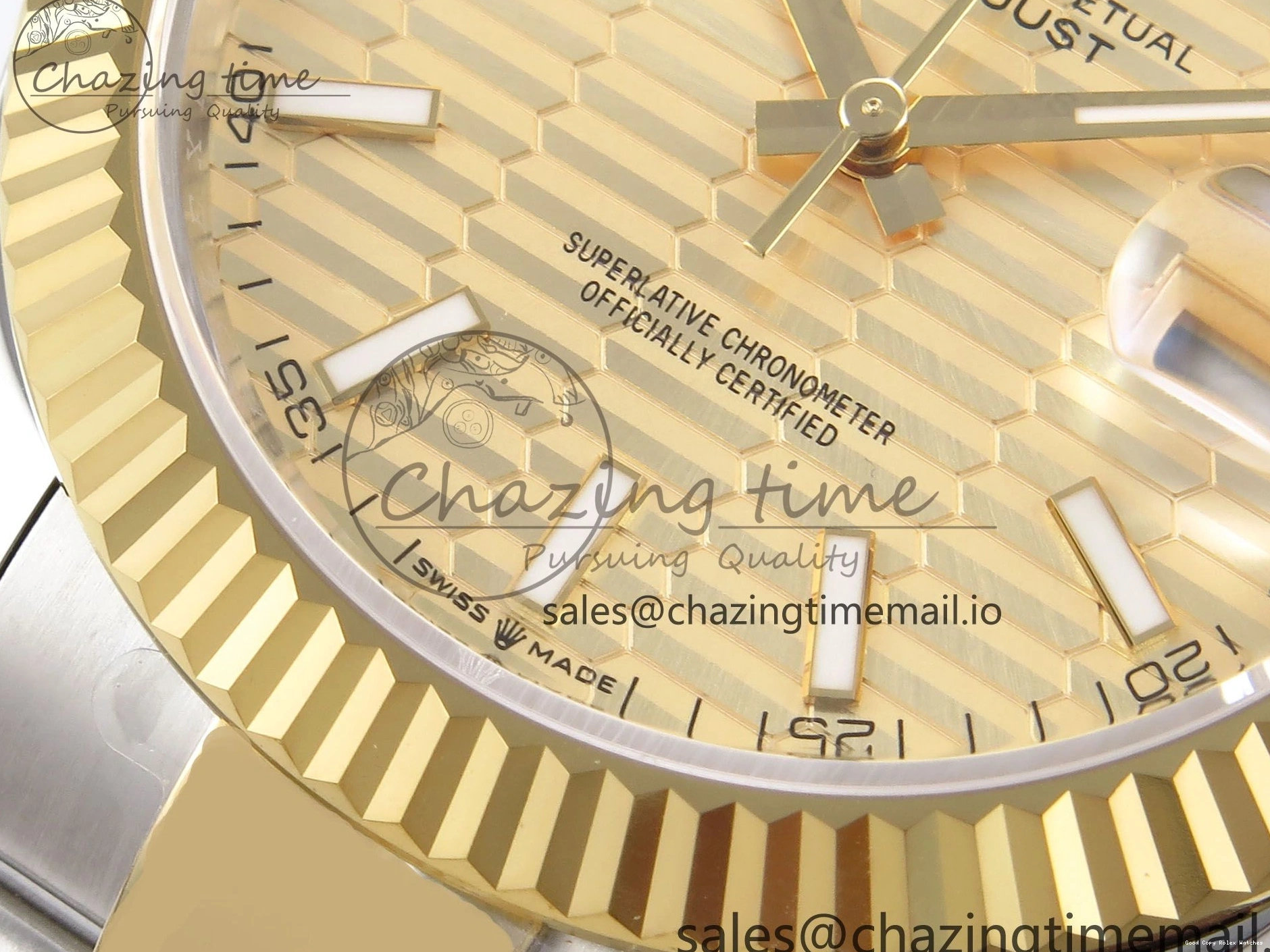 AAA Replica Watches Bracelet Thermal YG Best Edition Dial DateJust 41 Oyster 126333 EWEF SS on 976 YG Textured A 0104